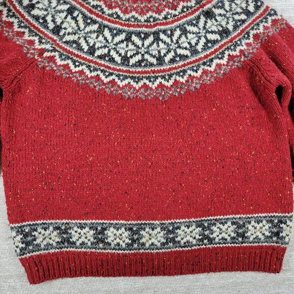 Vintage Just Design Fair Isle Sweater Women’s M Red Mock Neck Nordic Snowflake - Picture 10 of 13